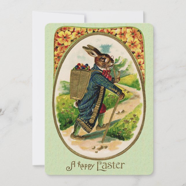 Antique Erudite Easter Rabbit Informal Invitation (Front)