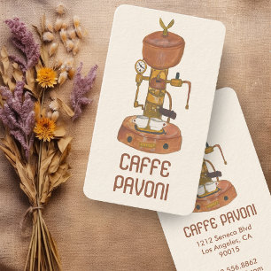 Antique Espresso Machine Cafe Coffee Watercolor Business Card