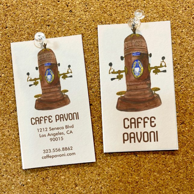Antique Espresso Machine Cafe Coffee Watercolor  Business Card (Creator Uploaded)