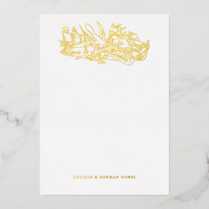 Antique Etched Doves Love and Thanks Note Card