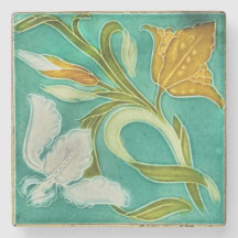 Antique European ceramic tile printed