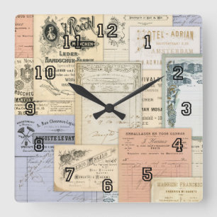 Antique European Ephemera Paris Rome Amsterdam Square Wall Clock