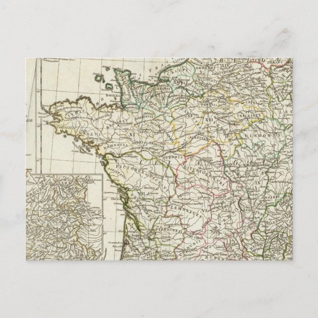 Antique European Map Postcard (Front)