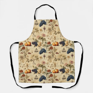 Antique Fall Vineyard Pumpkin Grape Botanical Apron