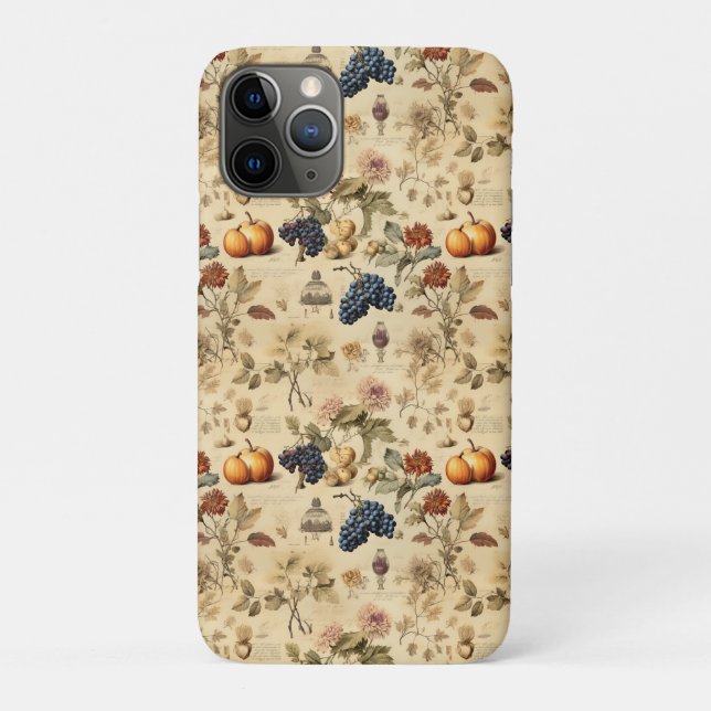 Antique Fall Vineyard Pumpkin Grape Botanical Case-Mate iPhone Case (Back)