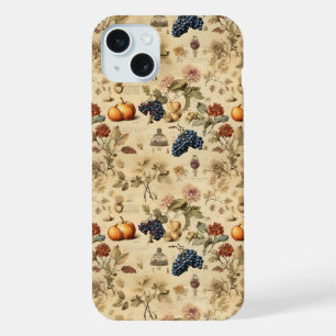 Antique Fall Vineyard Pumpkin Grape Botanical iPhone 15 Plus Case