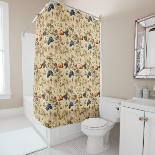 Antique Fall Vineyard Pumpkin Grape Botanical Shower Curtain