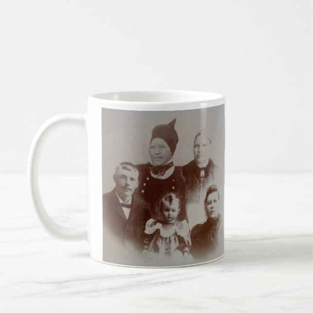 Antique Family Collage Photo B&W Image Coffee Mug (Left)