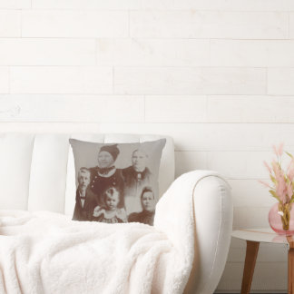 Antique Family Collage Photo B&W Image Cushion