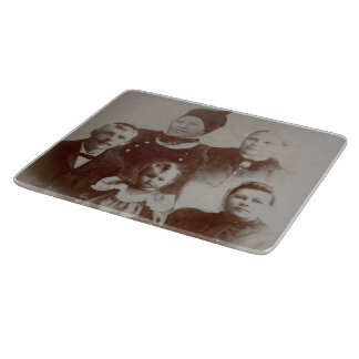 Antique Family Collage Photo B&W Image Cutting Board
