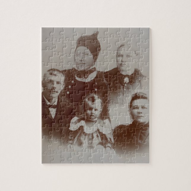 Antique Family Collage Photo B&W Image Jigsaw Puzzle (Vertical)