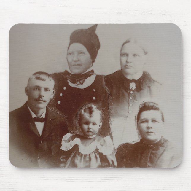 Antique Family Collage Photo B&W Image Mouse Pad (Front)