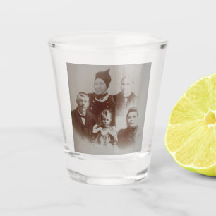 Antique Family Collage Photo B&W Image Shot Glass
