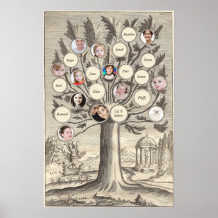 Antique Family Tree Insert Your Own Names & Photos Poster