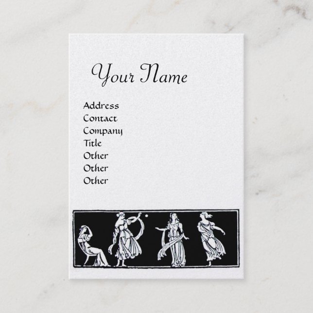 ANTIQUE FASHION MONOGRAM Black White Pearl Business Card (Front)