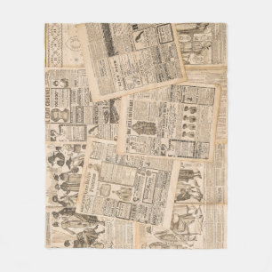 Antique Fashion: Newspaper Advertising Pages Fleece Blanket