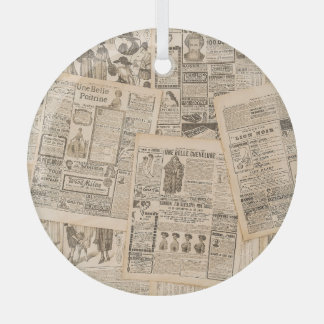 Antique Fashion: Newspaper Advertising Pages Glass Tree Decoration