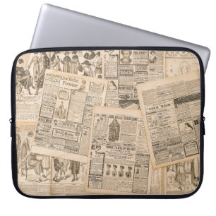 Antique Fashion: Newspaper Advertising Pages Laptop Sleeve