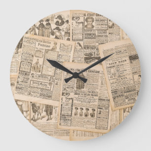 Antique Fashion: Newspaper Advertising Pages Large Clock
