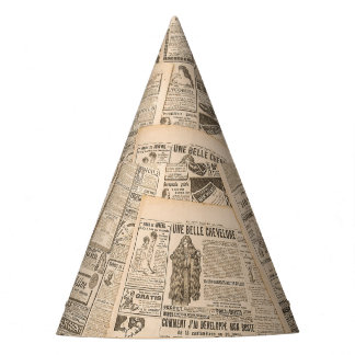 Antique Fashion: Newspaper Advertising Pages Party Hat
