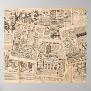 Antique Fashion: Newspaper Advertising Pages Poster