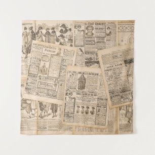 Antique Fashion: Newspaper Advertising Pages Tapestry