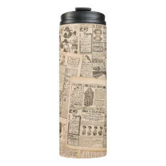 Antique Fashion: Newspaper Advertising Pages Thermal Tumbler