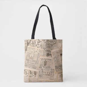 Antique Fashion: Newspaper Advertising Pages Tote Bag