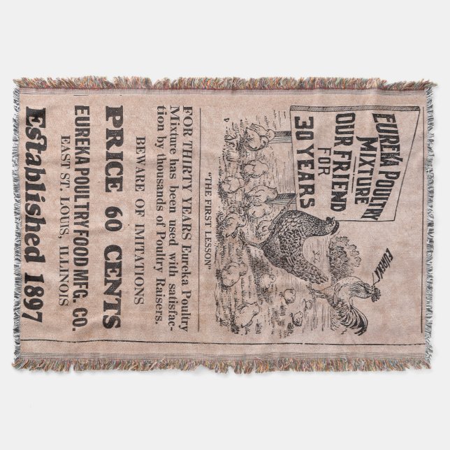 Antique Feed Canister Throw Blanket (Front)