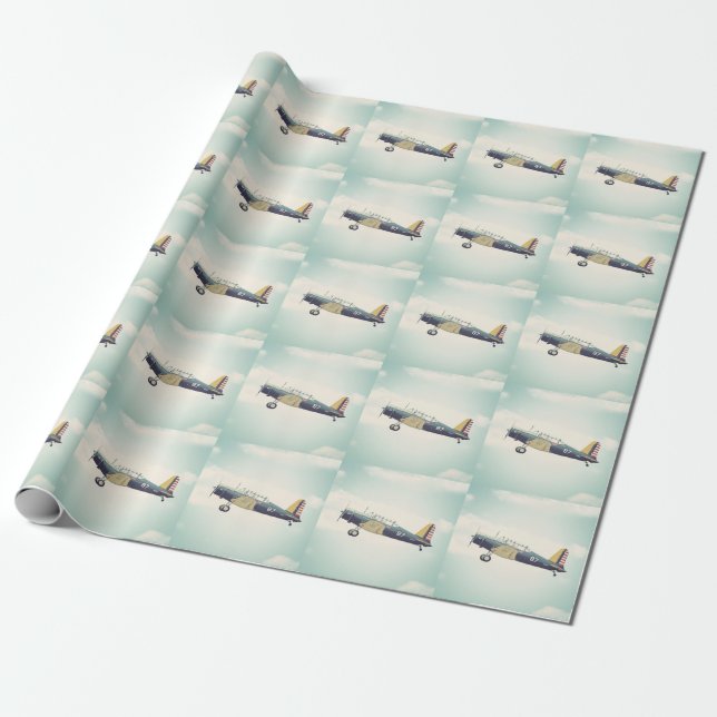 Antique Fighter Aeroplane Wrapping Paper (Unrolled)
