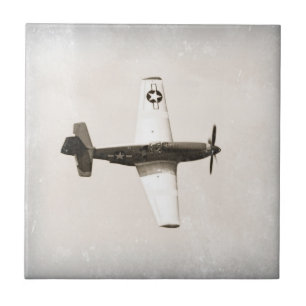 Antique Fighter Airplane Ceramic Tile