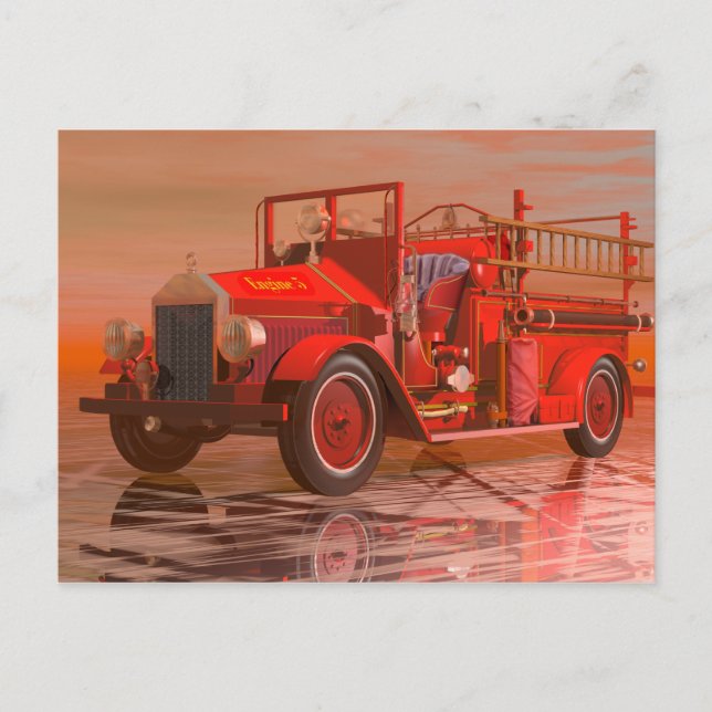 Antique fire engine postcard (Front)