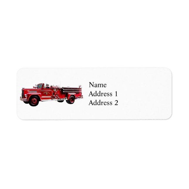 Antique Fire Engine Return Address Label (Front)