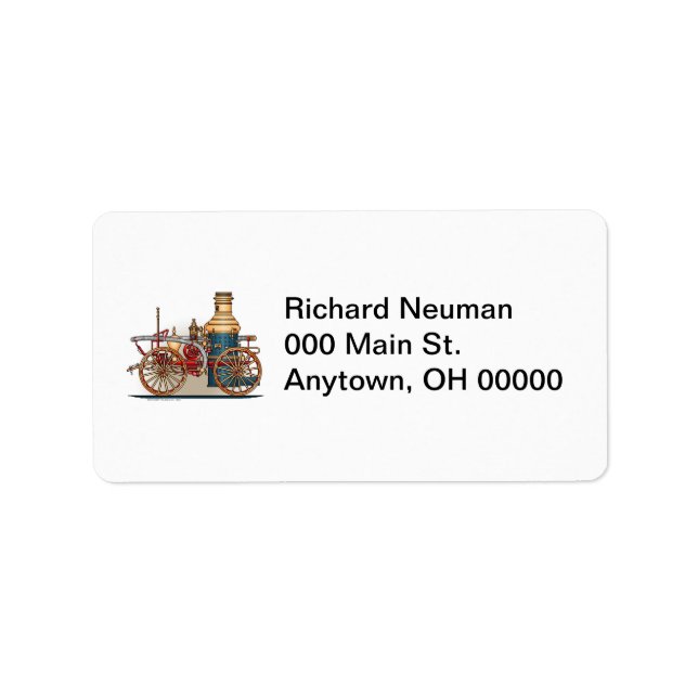 Antique Fire Truck Steam Pumper Address Label (Front)