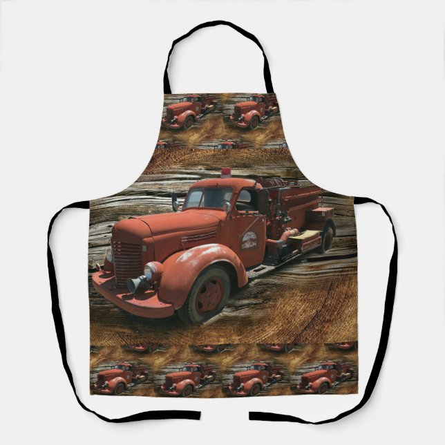 Antique Fire Truck Vintage Fire Truck Apron (Front)