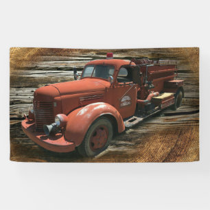Antique Fire Truck Vintage Fire Truck Banner