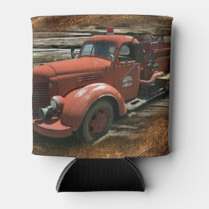 Antique Fire Truck Vintage Fire Truck Can Cooler