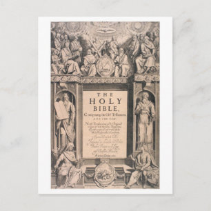Antique first edition cover page King James Bible Postcard
