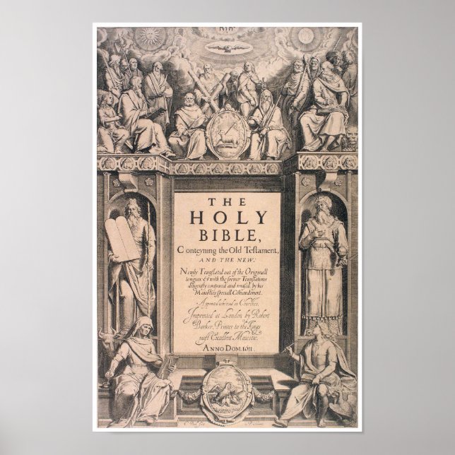 Antique first edition cover page King James Bible Poster (Front)