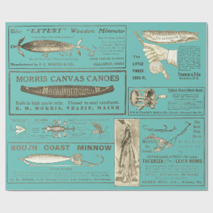 Antique Fishing Fisherman Ads Circa 1909 Lures  Wr Wrapping Paper
