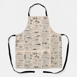 Antique Fishing Lures Catalogue Page Vintage Print Apron