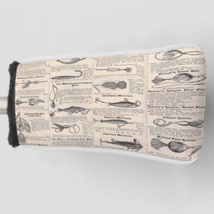 Antique Fishing Lures Catalogue Page Vintage Print Golf Head Cover