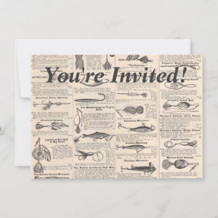 Antique Fishing Lures Catalogue Page Vintage Print Invitation