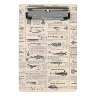 Antique Fishing Lures Catalogue Page Vintage Print Mini Clipboard