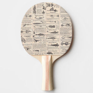 Antique Fishing Lures Catalogue Page Vintage Print Ping Pong Paddle