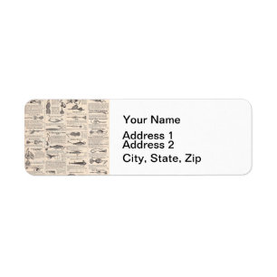 Antique Fishing Lures Catalogue Page Vintage Print Return Address Label
