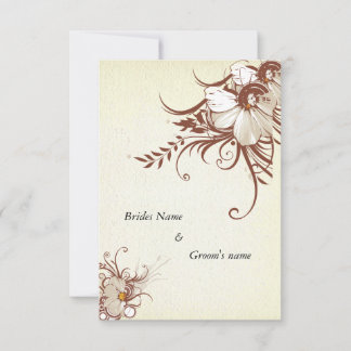 Antique floral 3.5" x 5" wedding invitation card