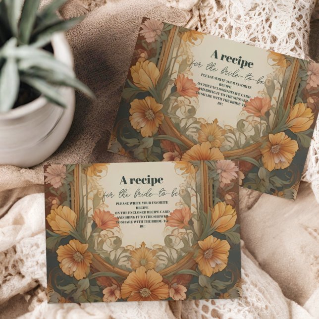 Antique Floral Art Nouveau Bridal Shower Enclosure Card (Creator Uploaded)