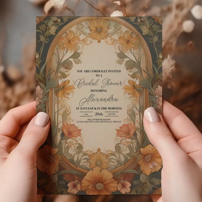 Antique Floral Art Nouveau Bridal Shower Invitation (Creator Uploaded)