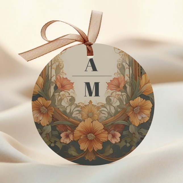 Antique Floral Art Nouveau Wedding Classic Round Sticker (Creator Uploaded)